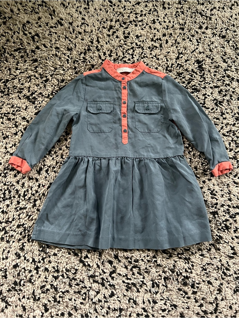 Stella McCartney Kids Dress Long Sleeve Blue Coral Lightweight Girls 3Y